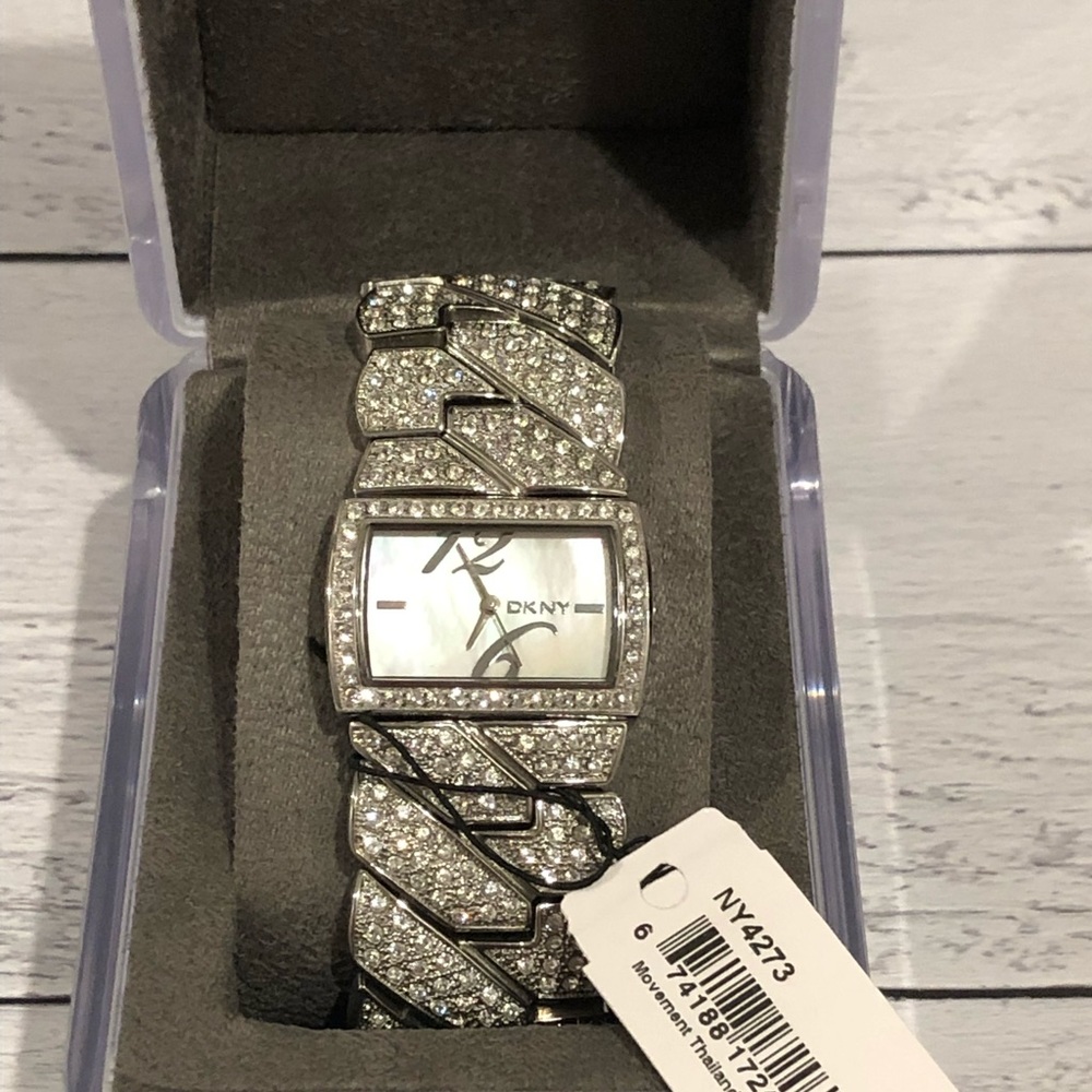 DKNY CZ Blinged Out Metal Watch - NEW